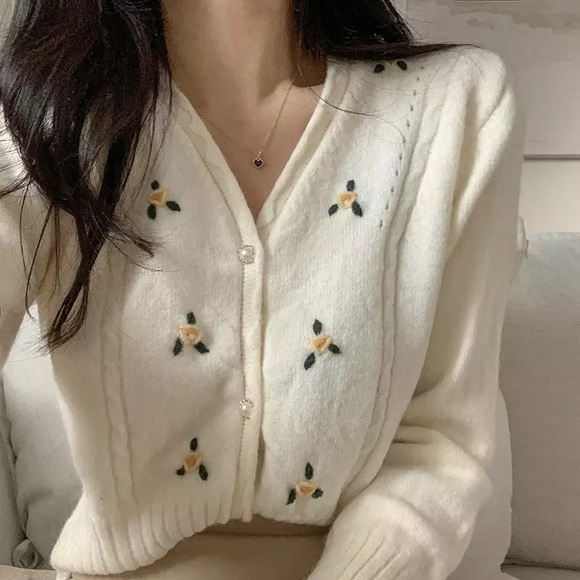Embroidered Knit Cardigan - Picture 5 of 15